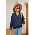 thumbnail image 2 of XCHQRTI Women's Zipper Sweatshirt V Neck Lapel Hoodie Long Sleeve Pullover Loose Fit Fall Sweatshirt, 2 of 8