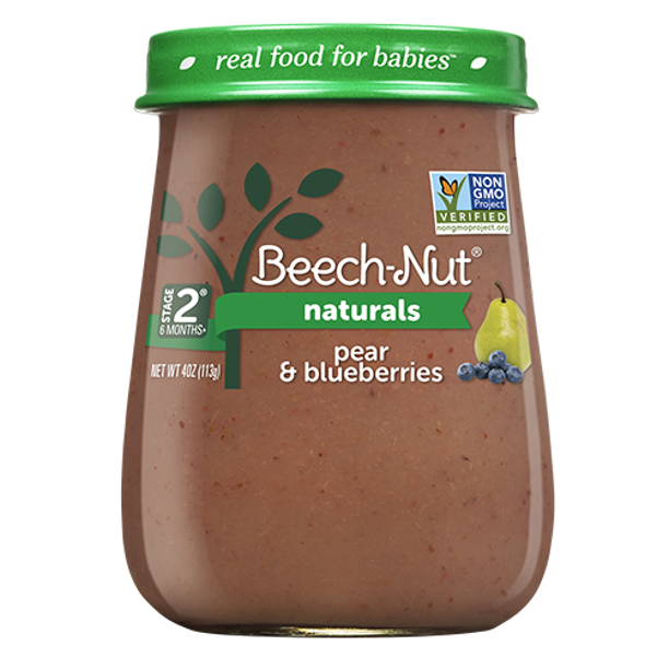 BeechNut Naturals Baby Food Jar, Stage 2, Pear & Blueberries, 4 oz