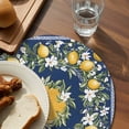 thumbnail image 4 of Round Placemats Lemon Daisy Yellow Wreath 15 inch Set of 6 Table Mats for Dining Table Floral Fruit Blue Heat Resistant Non-Slip Kitchen & Home Decorative Place Mat Set, 4 of 8