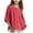 Red, variant on Diufon Girls Cotton Linen Tops Casual Loose 3/4 Sleeve Pullover Crewneck Shirts Summer Solid Color Blouse