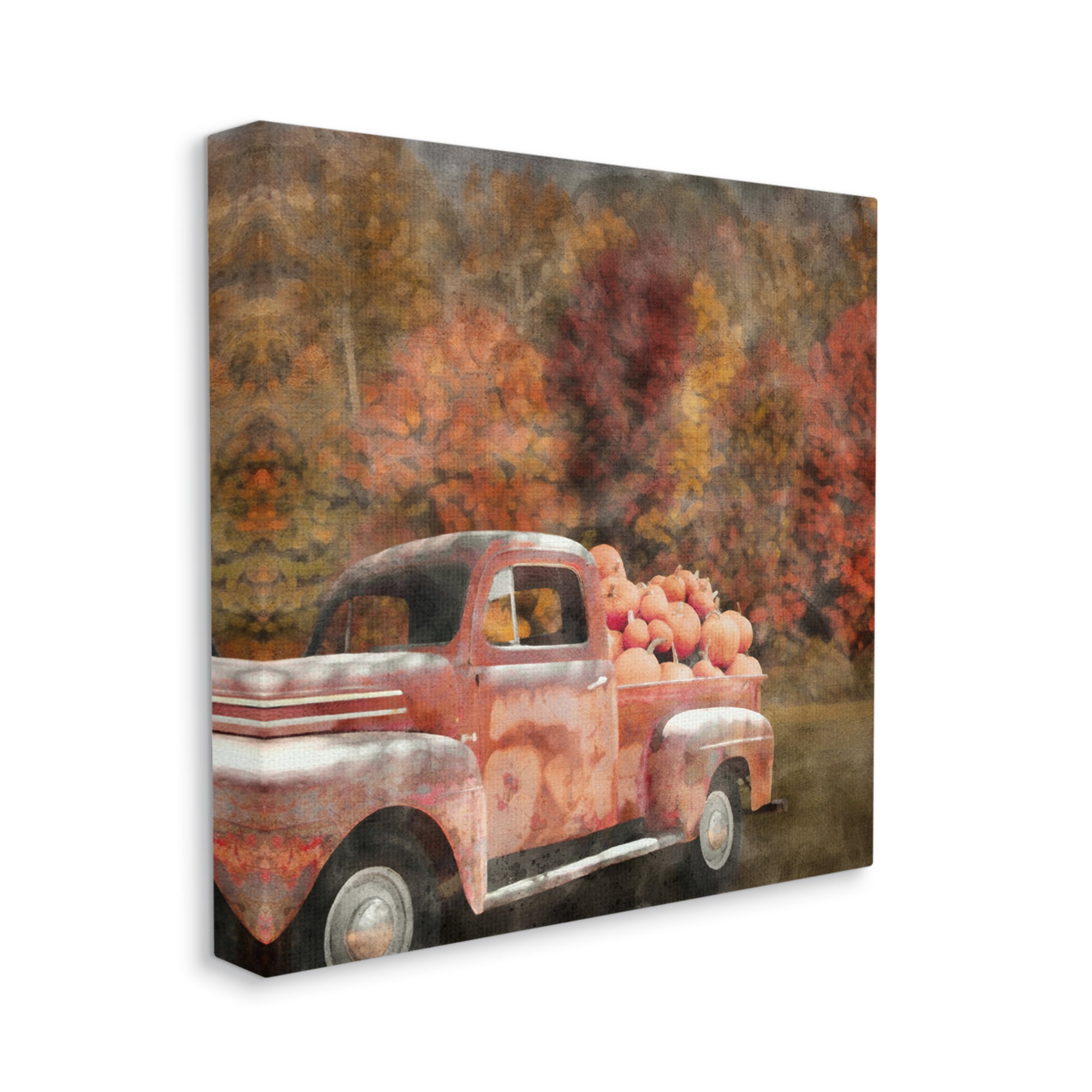 Stupell Industries Fall Truck with Pumpkins Holiday Painting Gallery Wrapped Canvas Print Wall Art, 24 x 24