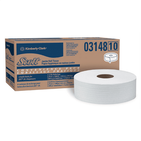 Kimberly-Clark Scott Commercial Use 2 Ply Non-Perforated Toilet Paper, Unscented, 4 Rolls per Case