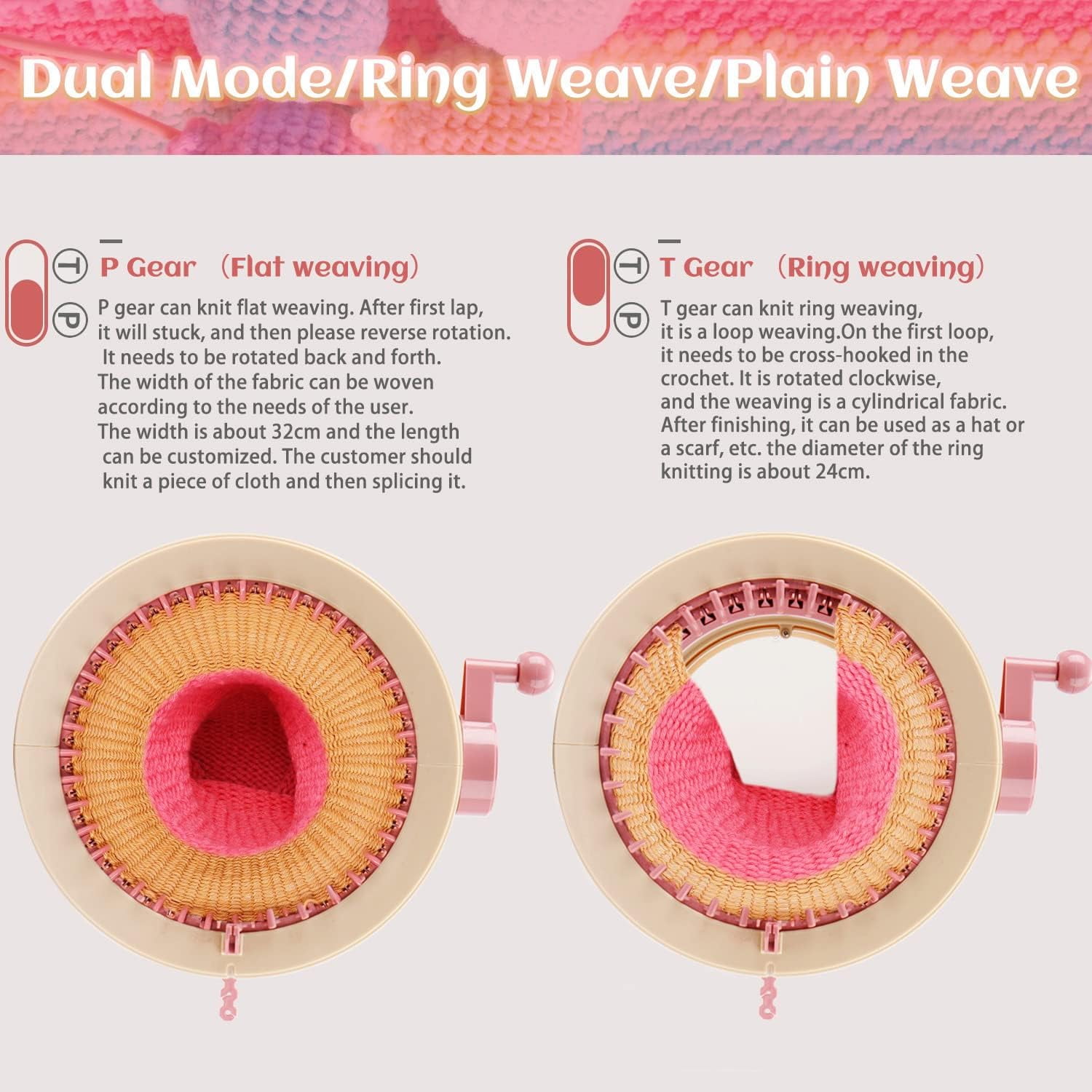 Zcvtbye Knitting Machine,Knitting Machine 32 Needles,Knitting Loom Kits for Adults & Kids, DIY Weaving Crochet Machine for Sock & Hat & Scarf (32Needles)