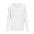 thumbnail image 5 of Otntypg Long Sleeve Shirts for Women Lightweight Casual Fall Spring Crew Neck Basic Athletic Workout Tees Fashion Outfit Pullover Sweatshirt Tops White XL, 5 of 10