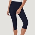 thumbnail image 3 of Capri Leggings for Women Elastic High Waist Lightweight Slim Fit Slit Hem Stretchy Workout Yoga Pants Capris, 3 of 7