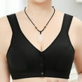 thumbnail image 3 of Bigersell Comfortable & Convenient Front Button Bra Women Full-Coverage Wireless Bras Comfortable Soft V-Neck Front Snap Bras Older Women Solid Push up Bras No Underwire C-7-Black L, 3 of 3