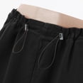 thumbnail image 4 of Gibobby faldas cargo de mezclilla con diseño de cordones de verano Falda corta informal(Negro, XL), 4 of 5