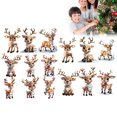thumbnail image 2 of 9/6 Pcs Christmas Ornaments Cute Reindeer Xmas Tree Decorations Acrylic Winter Hanging Ornaments Cute Cartoon Deer Ornaments for Holiday Christmas Tree Hanging Party DIY Decoration, 2 of 9