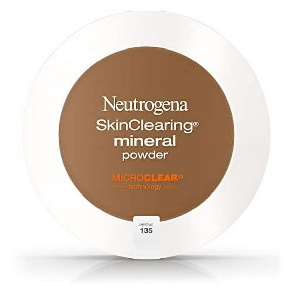 Neutrogena SkinClearing Mineral Acne-Concealing Pressed Powder Compact, Shine-Free & Oil-Absorbing Makeup with Salicylic Acid to Cover, Treat, & Prevent Breakouts, Chestnut 135,.38 oz