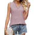 thumbnail image 3 of Xuanfei Women Lace Frill V Neck Sleeveless Cutout Solid Color Tank Top, 3 of 6