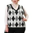thumbnail image 1 of GRACE & GRANDEUR Juniors Plus Size V Neck Sleeveless Pullover Knit Sweater Vest, 1 of 6