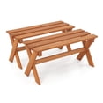 thumbnail image 5 of 36" Outdoor Wood Bench, Teak Oil Finish - 2 Person Patio Dining Bench - Backless Hardwood Garden Seat - Weather Resistant, 5 of 9