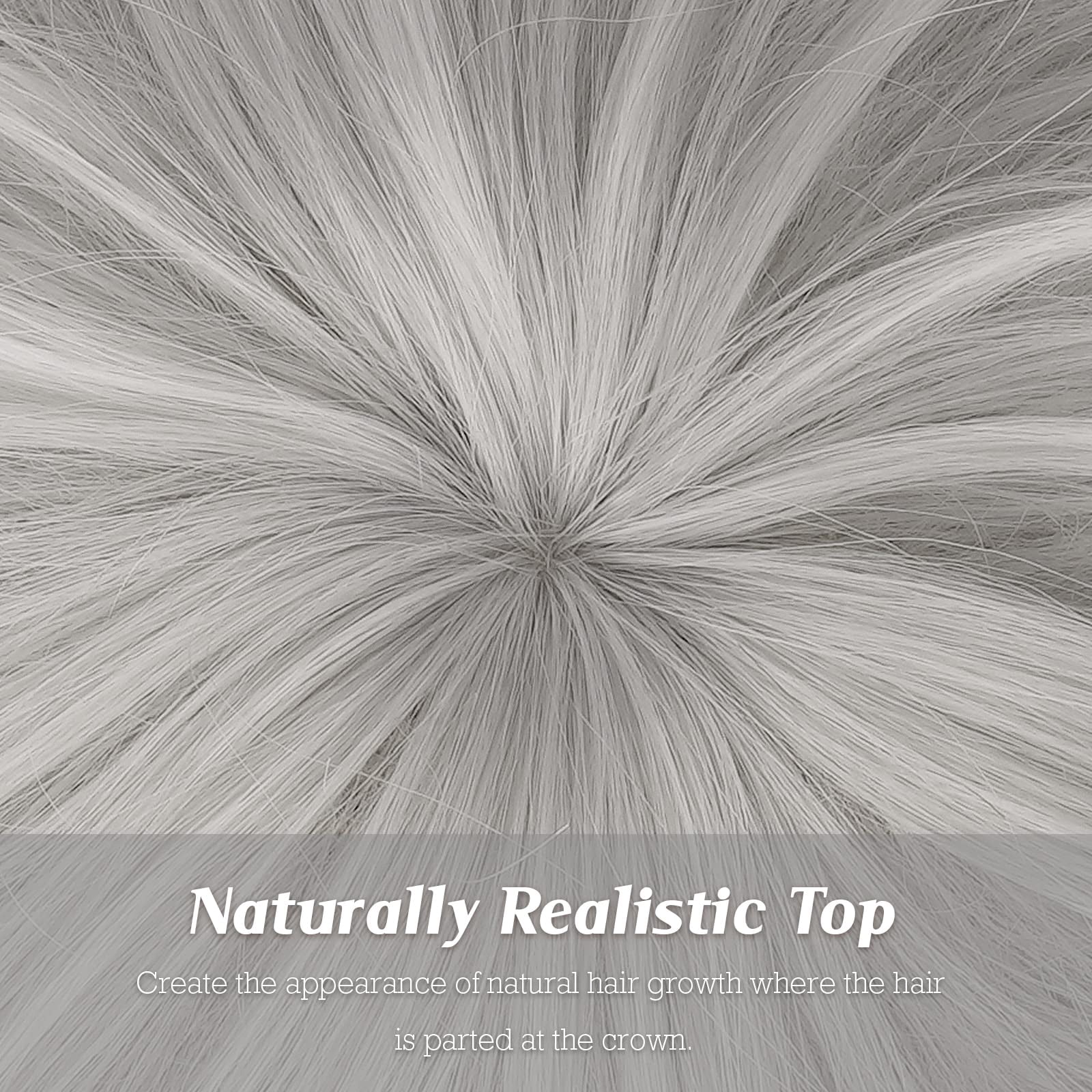Layered Pixie Cut Wigs Synthetic Short Ombre Gray Wavy Grey to Black Glueless Wig for Women with Bangs