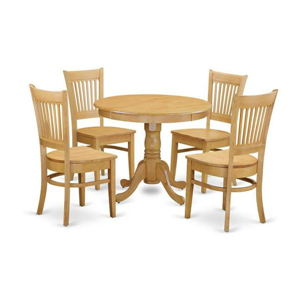 East West Furniture Anva5 Oak W Kitchen Table 4 Dining Room Chair 44 Oak Walmart Com Walmart Com