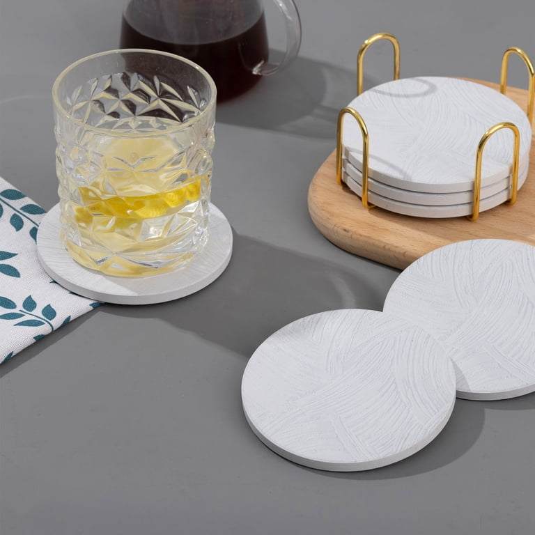 GLACIART ONE 4 Inch Felt Wool Coasters (6 Pack) - Absorbent, Eco-Friendly Drink Coasters For Tables