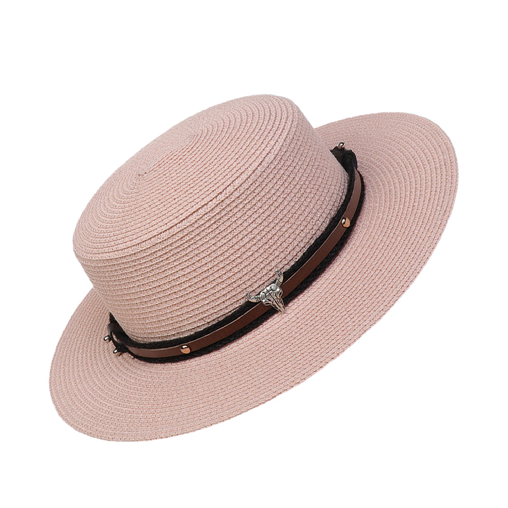 Ladies Brown Panamanian Straw Sunhat 2 Packs Beach Hat for Women Summer Straw Sun Hat Panama Hat  main image 2