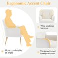 thumbnail image 4 of Modern Velvet Accent Chair - Beige Upholstered Armchair with Metal Legs, 4 of 10