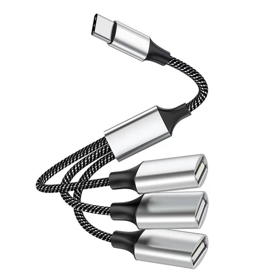 USB Type C to USB A OTG Splitter Cable for Simultaneous Charging Data Transfer 480Mbps Nylon Braided Cord