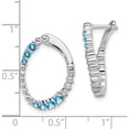 thumbnail image 4 of 14K White Gold Blue Topaz Oval Hoop Earrings (Width 2.4) (Length 20.3) - Jbsp, 4 of 5