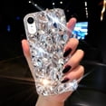 thumbnail image 6 of iPhone xr Diamond Case for Women 3D Glitter Sparkle Bling Case Luxury Shiny Crystal Diamond Bumper Clear Gems Cute Protective Girly Case Girls Cover(Sliver), 6 of 13
