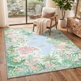 thumbnail image 4 of KUETH 8x10 Machine Washable Floral Rug for Living Room, Large Soft Low Pile Non Slip Backing Area Rug, Pastel Mint Rug for Bedroom Dining Room Office, 4 of 5