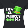 thumbnail image 4 of Inktastic Happy St. Patrick's Day Green Hat and Clovers Women's V-Neck T-Shirt, 4 of 5
