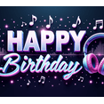 thumbnail image 4 of Music Notes Happy Birthday Banner Glitter Design Headphones Celebration for Birthday Party Musical Event Indoor Decor, 4 of 7