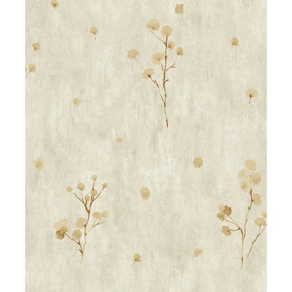 Floral Brown Beige Distressed Flowers Wallpaper Roll