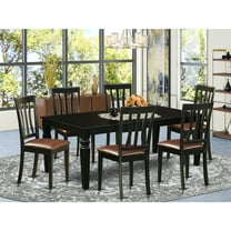 Vintage Dining Table Set - Kitchen Table with 8 Chairs - Modern Farmhouse Style - Black Finish
