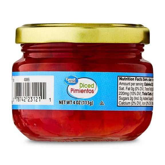 Great Value Diced Pimientos, 4 oz (Shelf Stable)