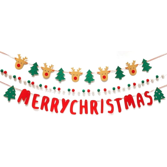3 PCS Felt Ball Garland Christmas Pom Pom Garland 9 Ft 30 Balls Wool Felt Ball Xmas Tree Garland Fireplace Hanging Banner for Holiday Supplies Party Home Decor (Colorful)