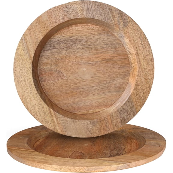 Wooden Charger Plates 13 Inch Round, Set of 2 - Brown