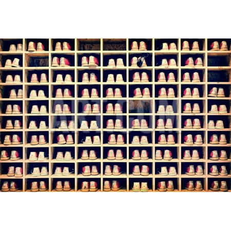 Bowling Collection - Collection of Bowling Shoes in their Rack Background, Vintage Process Print Wall Art By Delpixel