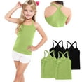 thumbnail image 6 of ZACPNCV 4 Pieces Girls Dance Tank Tops Racerback Camisole Undershirts Spaghetti Strap Camis Dance Clothes Tank Tops for Girls Black 10-11 Years, 6 of 7