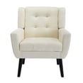 thumbnail image 2 of INCLAKE Modern Soft Velvet Material Ergonomics Accent Chair, Mid-Century Chair With Black Legs, Tufted Upholstered Club Chair, Comfy Armchair for Living Room Bedroom Small Space, Beige, 2 of 7