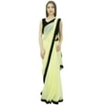thumbnail image 7 of Atasi Indain Women's Designer Sari Light Yellow Georgette Saree With Blouse Piece, 7 of 7