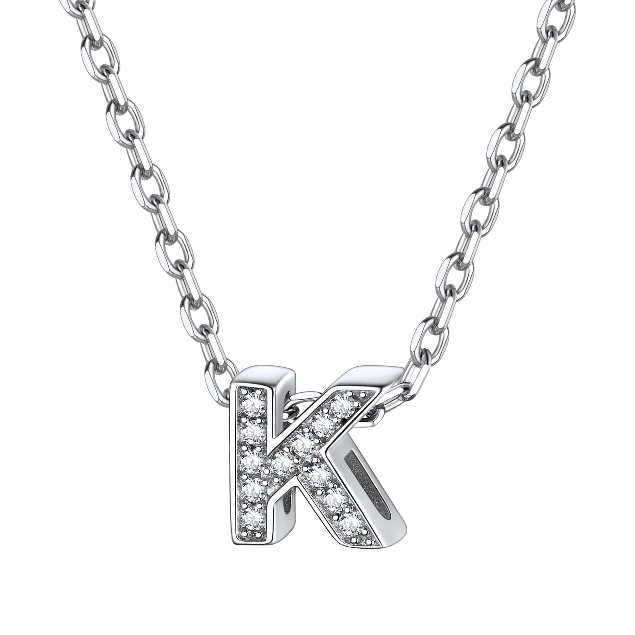 ChicSilver Sterling Silver Initial Necklace for Women Girls Cubic