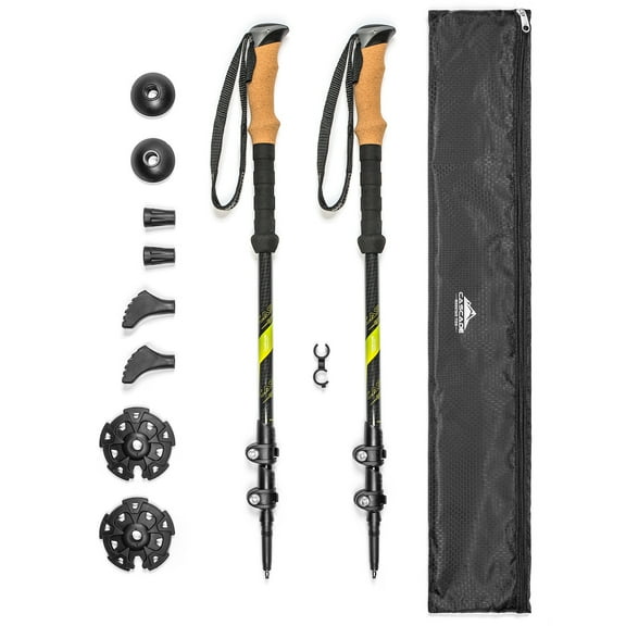 Cascade Mountain Tech Carbon Fiber Quick Lock Trekking Poles - Collapsible Walking or Hiking Stick