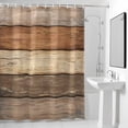 thumbnail image 2 of Brown Gray Wood Grain Shower Curtain, Vintage Farmhouse Country Style Waterproof Shower Curtain Set with 12 Hooks Lightweight Bath Curtains Fabric Bathroom Decor 72x72 Inches, 2 of 9