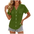 thumbnail image 4 of Yievot Womens Button Down Shirts Blouses V Neck Short Sleeve Relaxed Fit Summer Tops with Pockets, 4 of 7