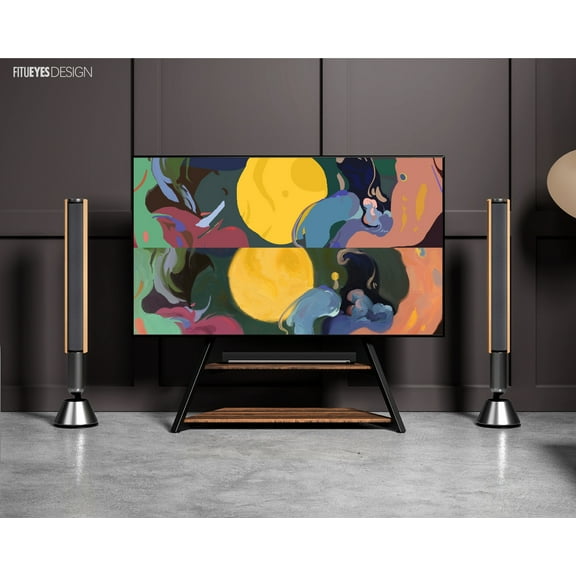 FITUEYES Universal Floor TV Stand for 75-100 inch LCD LED Flat Curved Screens Height Adjustable Eiffel Series TV Stand with Wood Shelf Open Storage & Cable Management – VESA 800X600mm, Holds up 187lbs