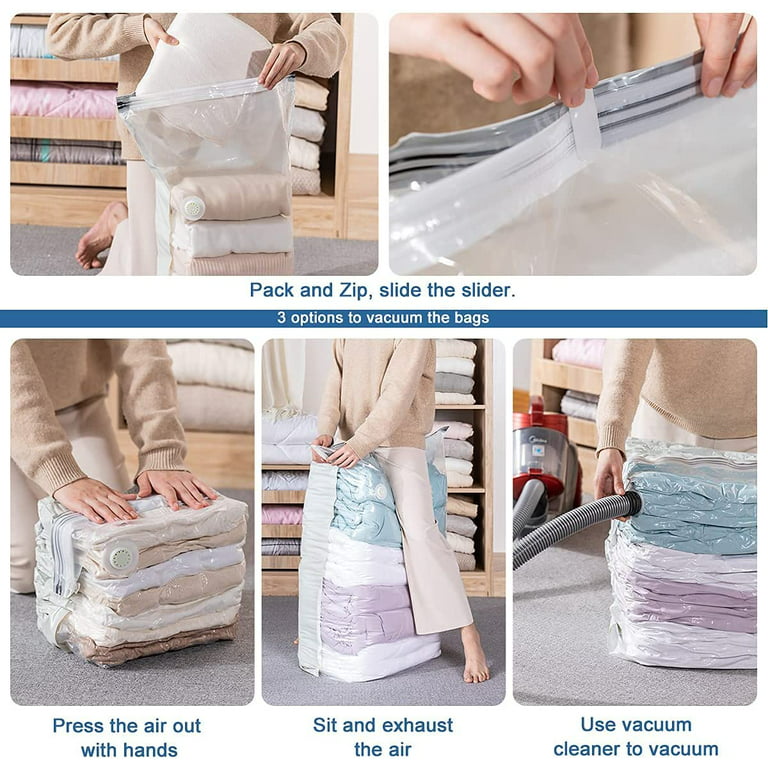TAILI 8 Pack Vacuum Storage Bags Space Saver, Blue Jumbo Cube 31x40x15 inch, Extra Large Vacuum Sealed Bags for Comforters Blankets Bedding Quilts