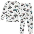 thumbnail image 2 of joogoo Car Trucks Cartoon Checkered Flag Pajamas Set Long Sleeve Soft Cotton Sleepwear 2 Piece 24M, 2 of 7