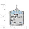 thumbnail image 2 of 925 Sterling Silver Blue Birth Certificate Polished Front, Satin Back Charm Pendant, 2 of 7