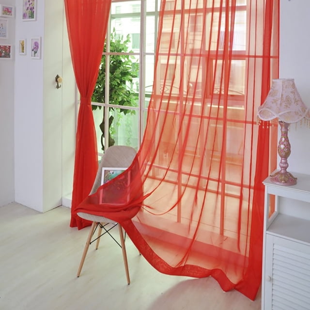 LNGOOR 1PC Pure Color Tulle Door Window Curtain Drape Panel Sheer Scarf Valances Home Decor Party Favors on Clearance