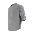 thumbnail image 6 of Jinhomg Summer Beach Shirts for Men Casual Solid Cotton Linen Shirt Lightweight Comfy Long Sleeve Button Down Summer Vacation Tops Gray XXL, 6 of 7