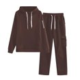 thumbnail image 2 of Women Sweatsuits 2 Piece Set Hoodie Pullover and Cargo Sweatpants Drawstring Elastic Waist Joggers Sets Fall Winter Two Piece Outfits, 2 of 5