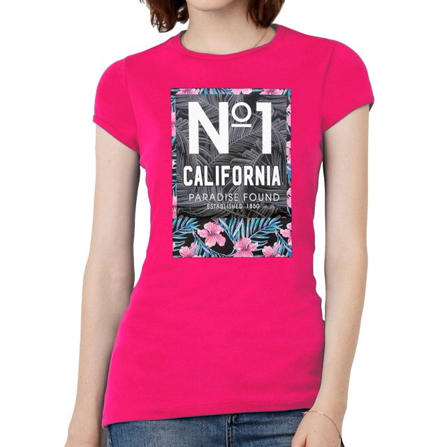 Camiseta de manga corta Cali Womens No 1 Cali Paradise rosa caliente 2x-grande