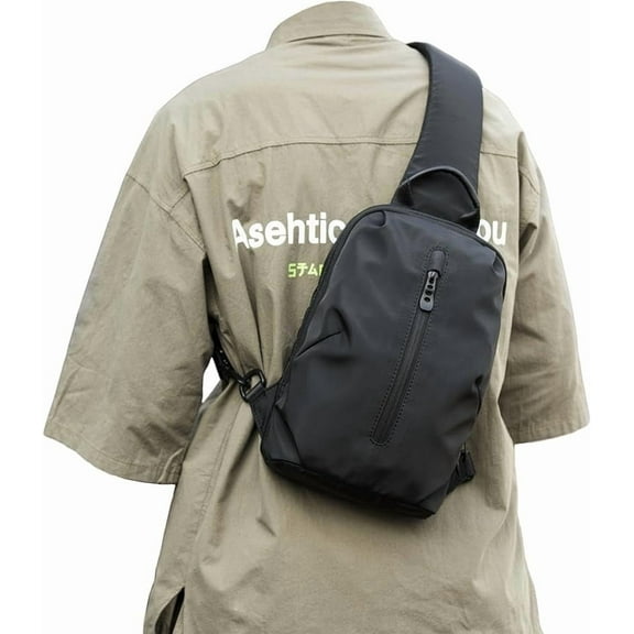 Sling Bag for Men Crossbody Side Bag Man Sling Backpack Waterproof Black Small Bag Anti Theft for Motorcycle Hiking Travel