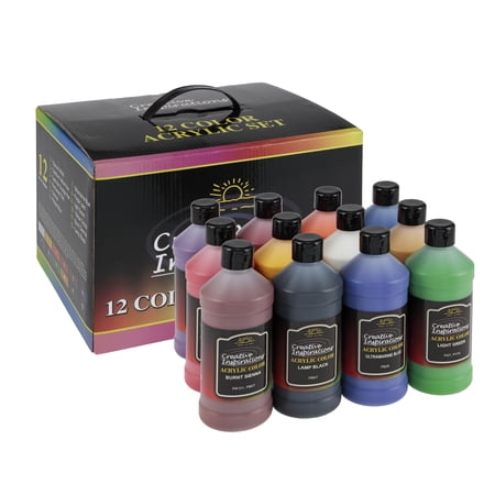Creative Inspirations 12 Color Acrylic Paint Set, 16 Oz Bottles
